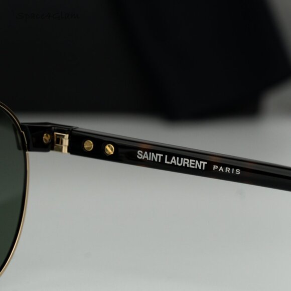 BRAND NEW Saint Laurent SL707 002 Gold Havana Green Oval Unisex Sunglasses - Picture 8 of 10